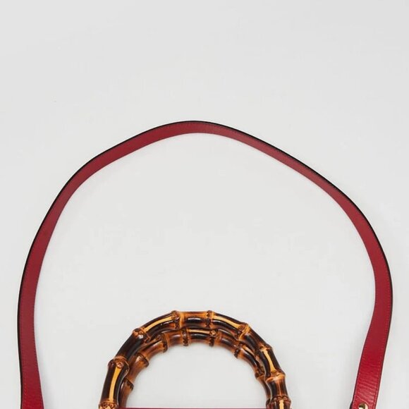 Gucci Red Smooth Calfskin Leather Nymphaea Medium Top Handle Bag - Picture 9 of 10